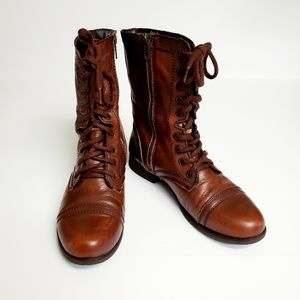 STEVE MADDEN LEATHER LACE-UP COMBAT BOOTS